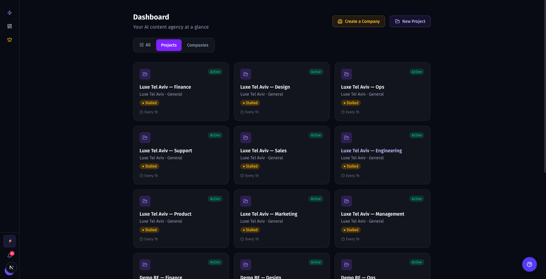 Apps dashboard